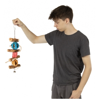CORAL WOOD BALL ROPE TOY